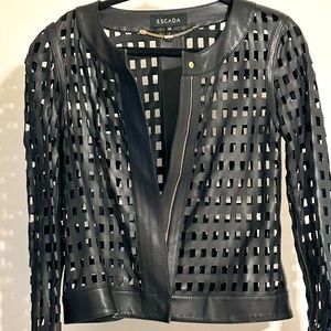 Escada Lamb black leather jacket.